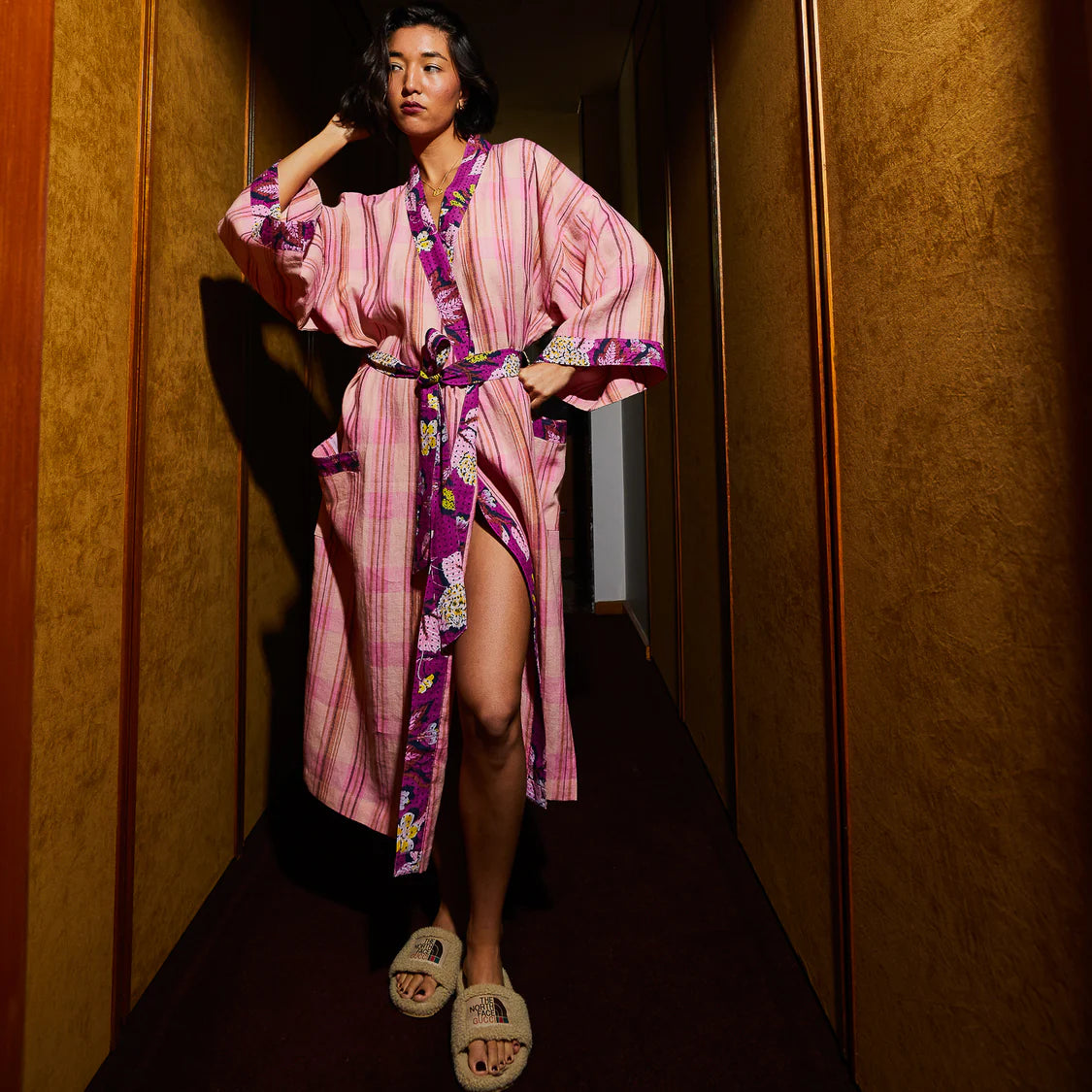 Nicolette Linen Robe - Poudre | Sage x Clare