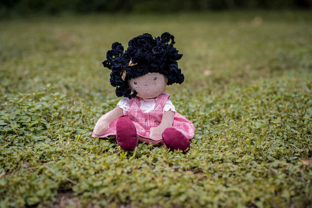 Madison- Dark Skin Girl-Natural, Sustainable, Ethical Handmade, 42cm | Tikiri-Bonikka