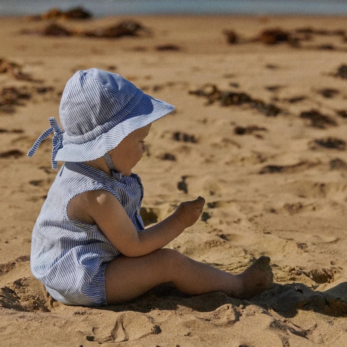 SUNHAT LINEN | Blue Stripe | Nature Baby