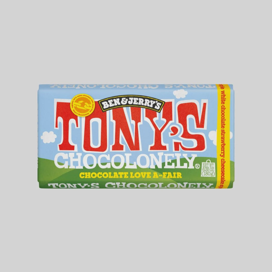 Tony's Chocolonely Ben Jerry's White Chocolate Strawberry Cheesecake 180g