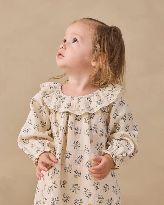 Long Sleeve Isla Dress French Floral - Natural | Quincy Mae