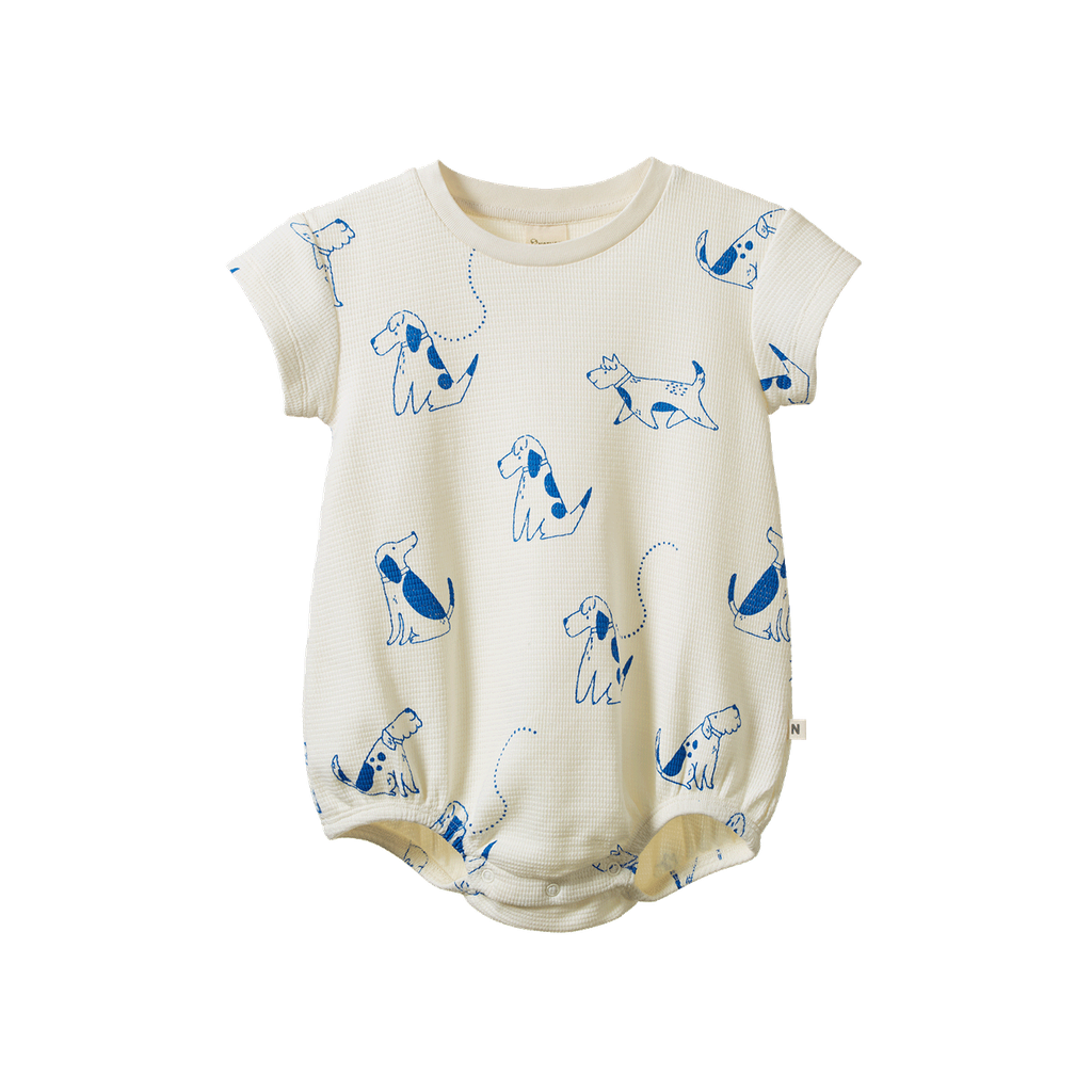 JUNO ROMPER WAFFLE - Dog Walk Print | Nature Baby