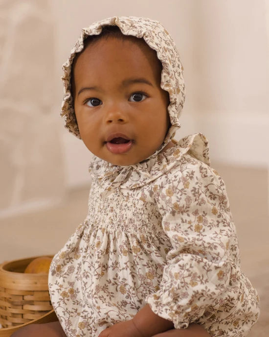 Woven Ruffle Bonnet Posy - Ivory | Quincy Mae