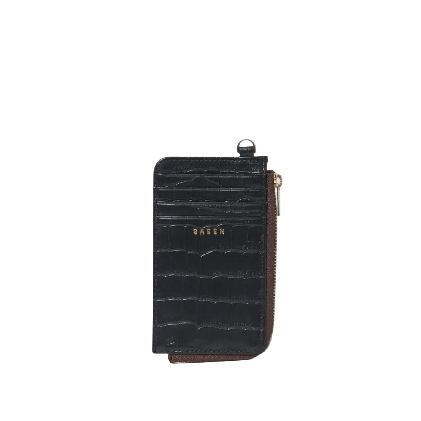 Winona Card Holder | Black Croc | Saben
