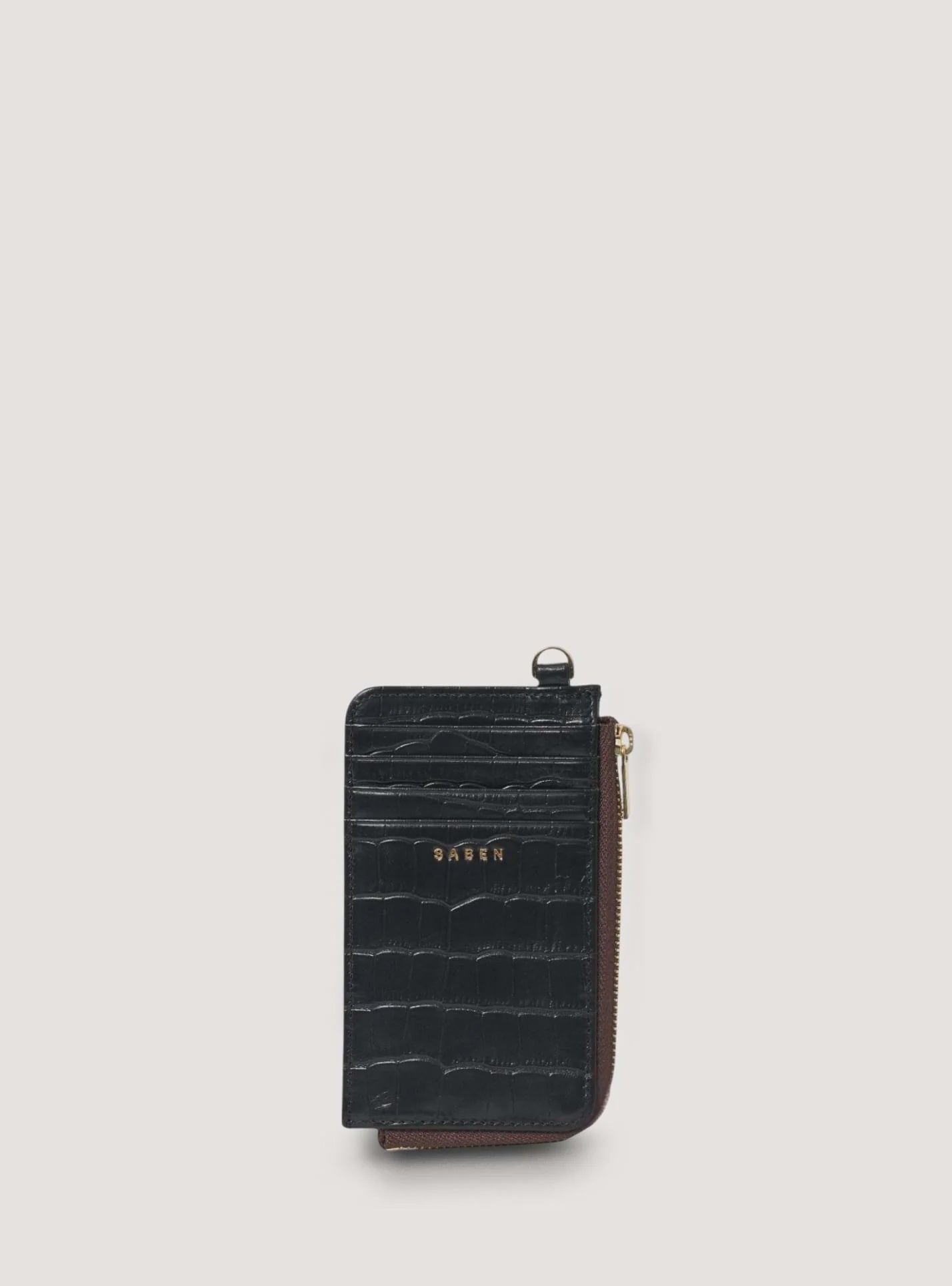Winona Card Holder | Black Croc | Saben