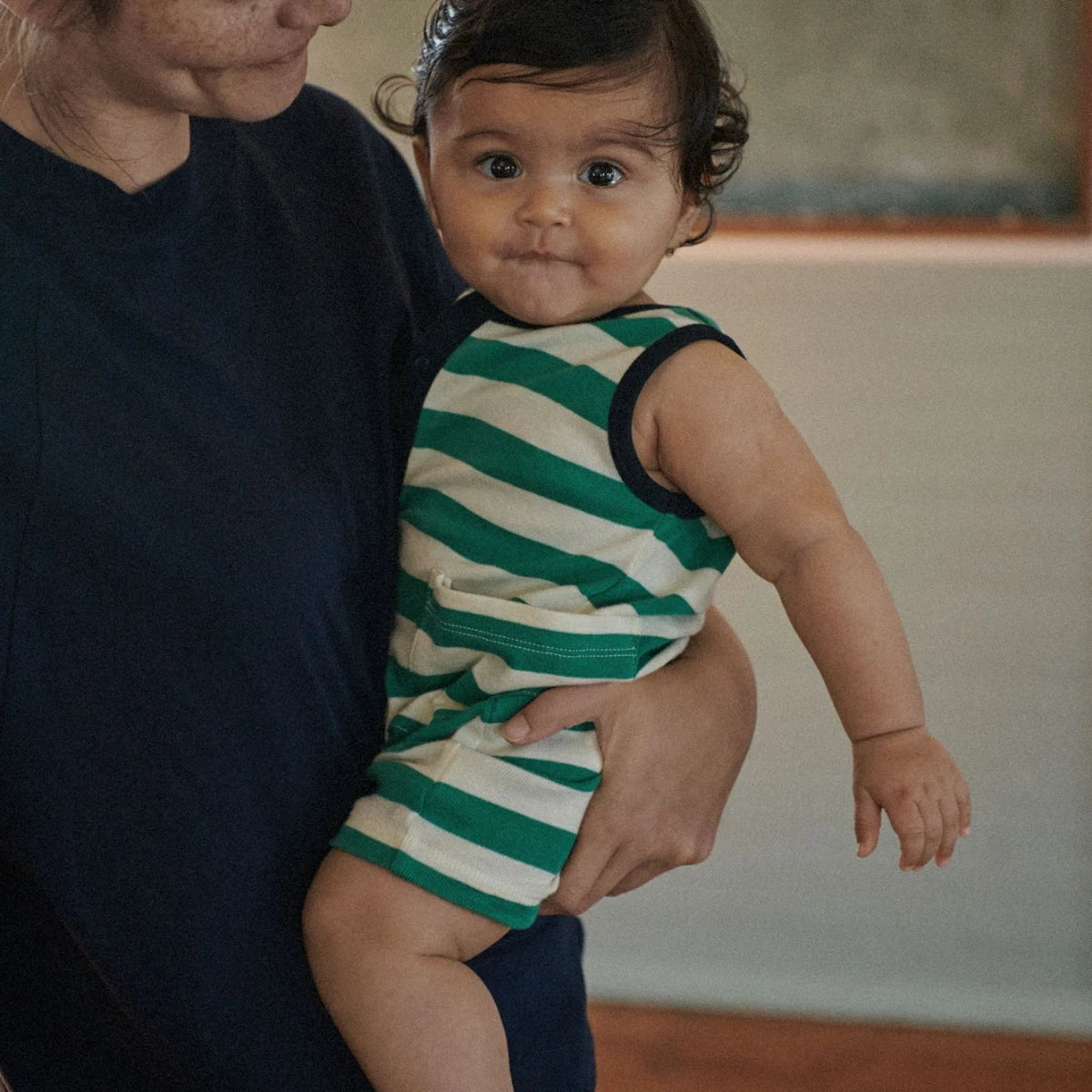 CAMPER SUIT. Peppermint/Navy Stripe | Nature Baby