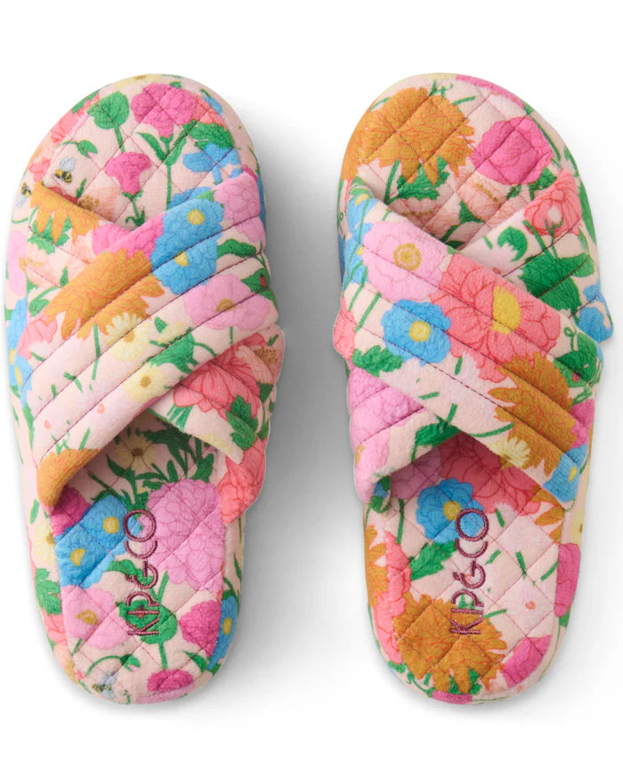 Follow The Sun Quilted Velvet Adult Slippers  | Kip & Co