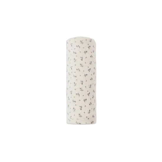 Pointelle Baby Blanket Blue Ditsy - Natural | Quincy Mae