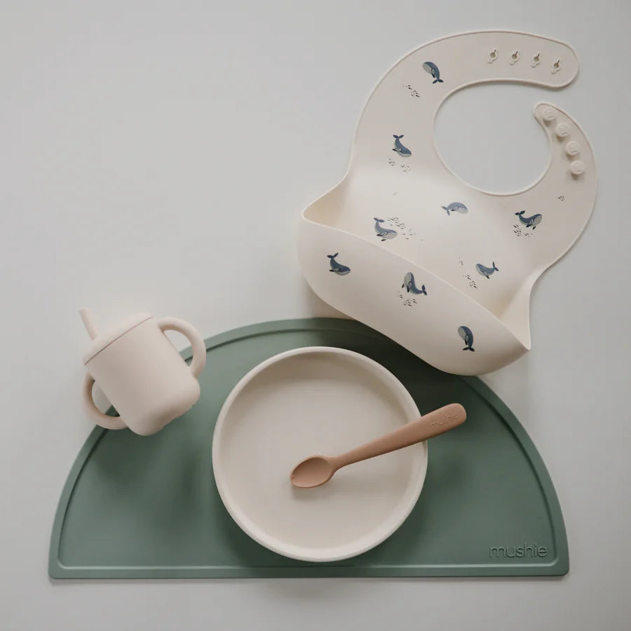 Silicone Baby Bib - Whales | Mushie