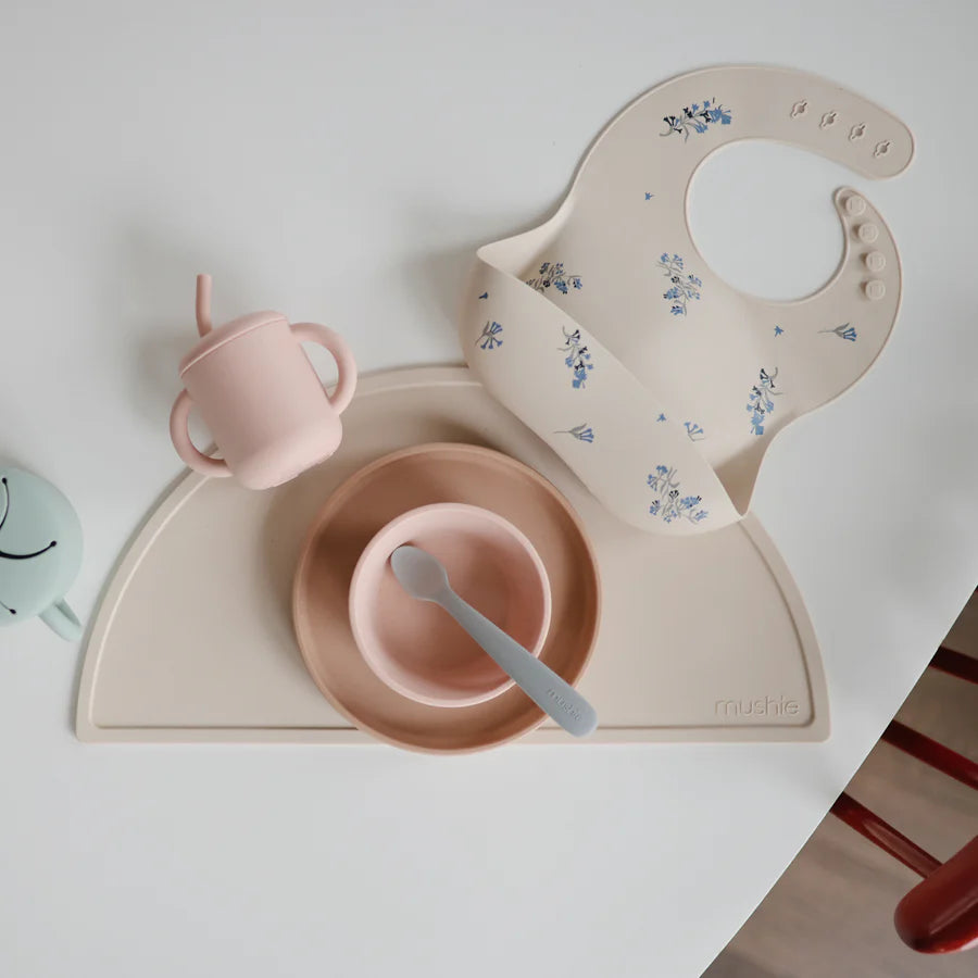 Silicone Baby Bib - Lilac Flowers | Mushie