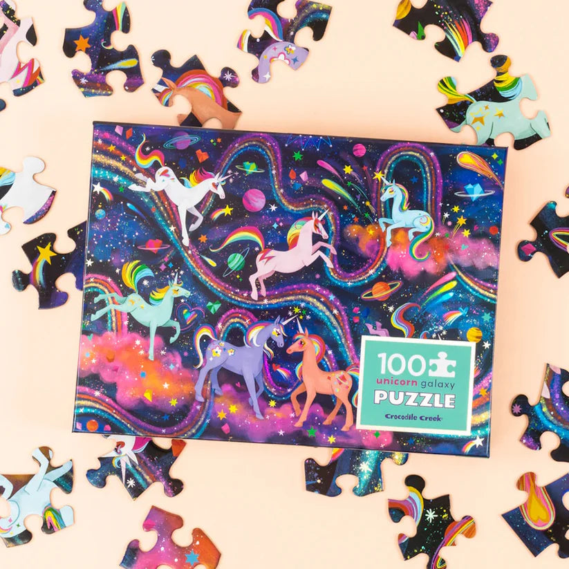 100 Piece Holographic Puzzle -Unicorn Galaxy | Crocodile Creek