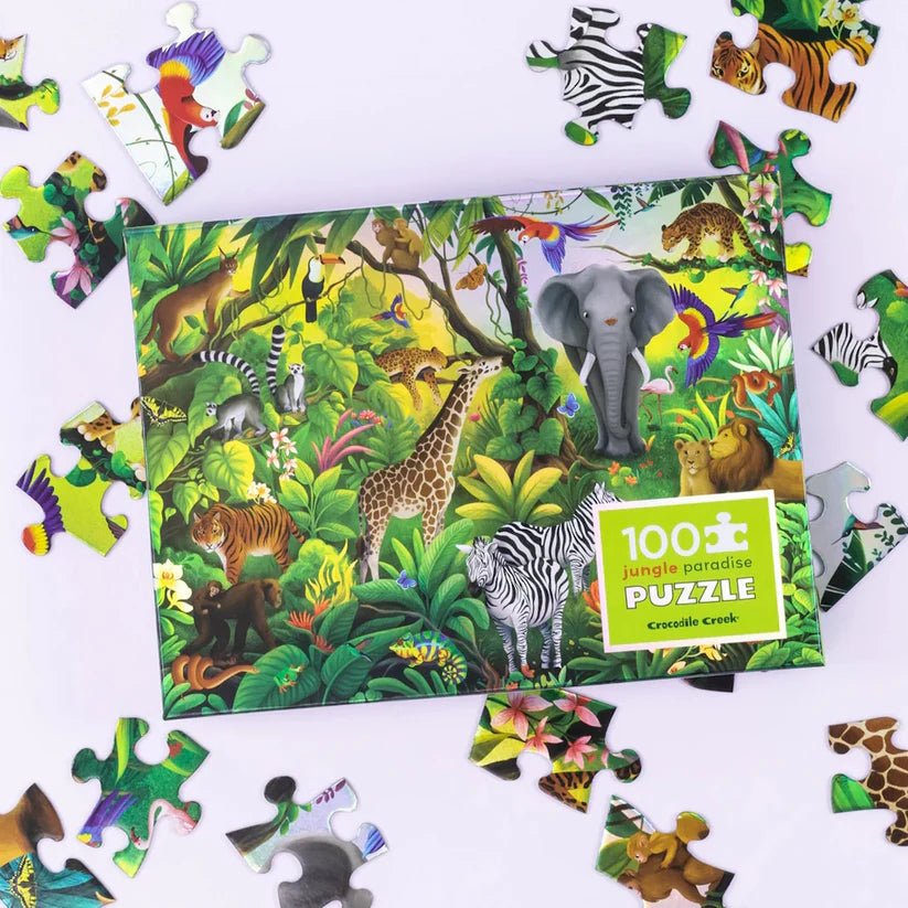 100 Piece Holographic Puzzle -Jungle Paradise | Crocodile Creek