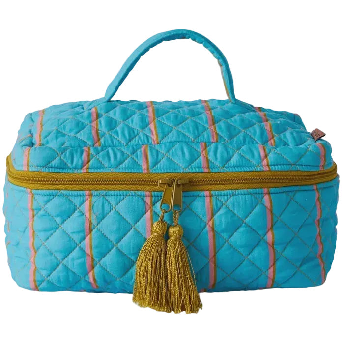 Quilted Cotton Toiletry Case - Aegean Stripe | Kip & Co