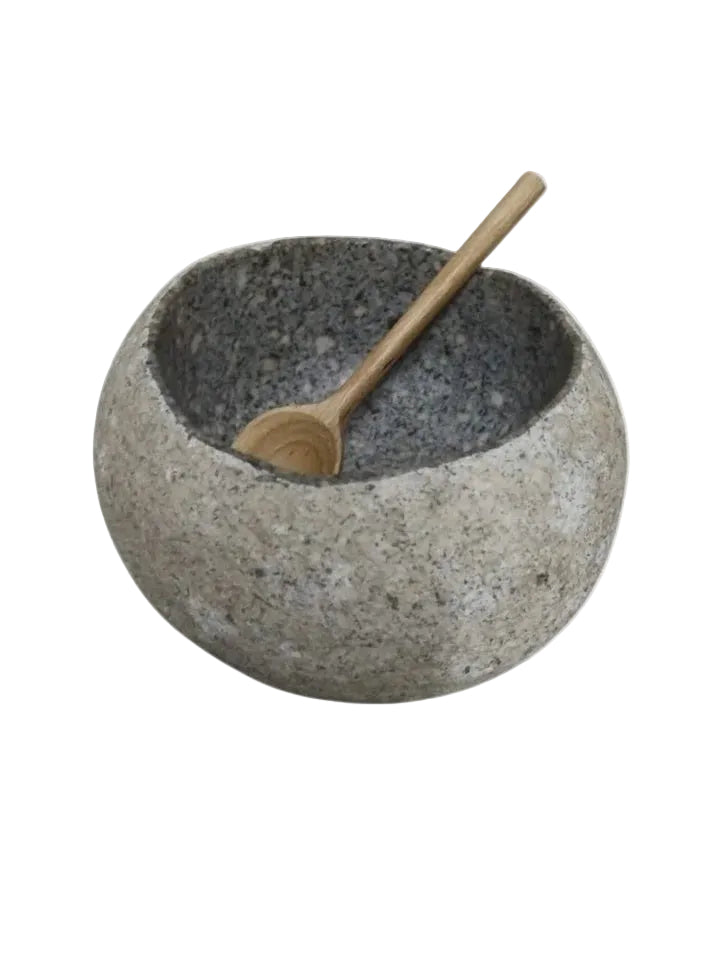 Stone Salt Bowl and Spoon | Blue Goose Imports