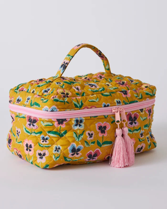 Quilted Cotton Toiletry Case - Pretty Pansy | Kip & Co