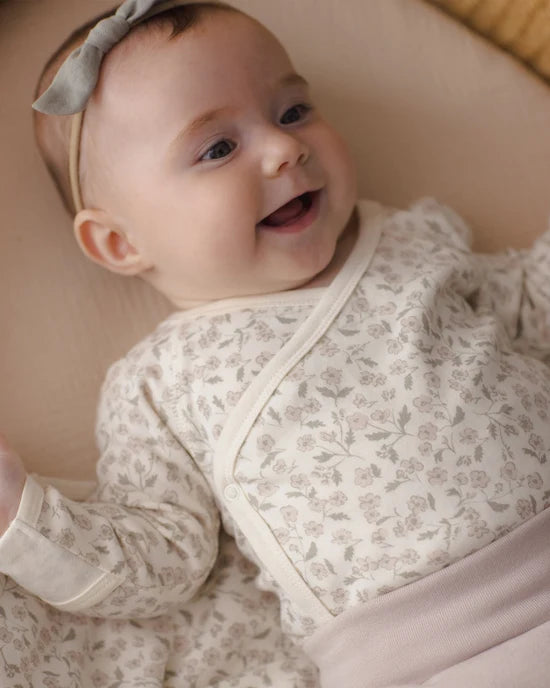 Side Snap Bodysuit + Pant Set Floret - Lilac | Quincy Mae
