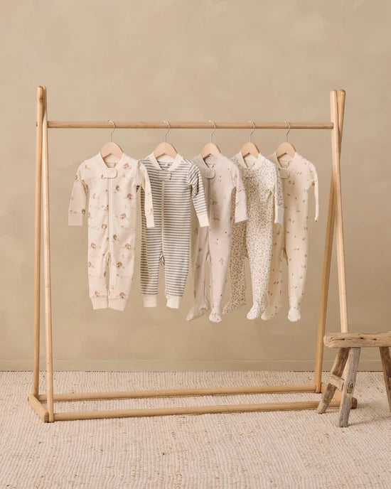 Zip Long Sleeve Sleeper Footie Pears - Natural | Quincy Mae