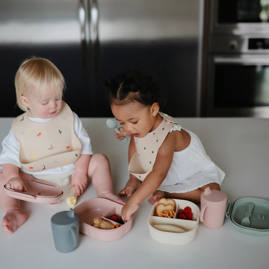 Silicone Baby Bib - Black Daisy | Mushie