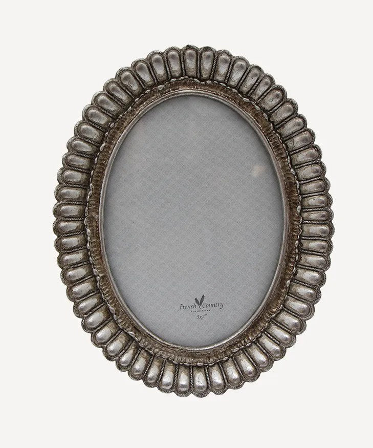 Fanned Oval Photo Frame Pewter Finish 5x7 | French Country