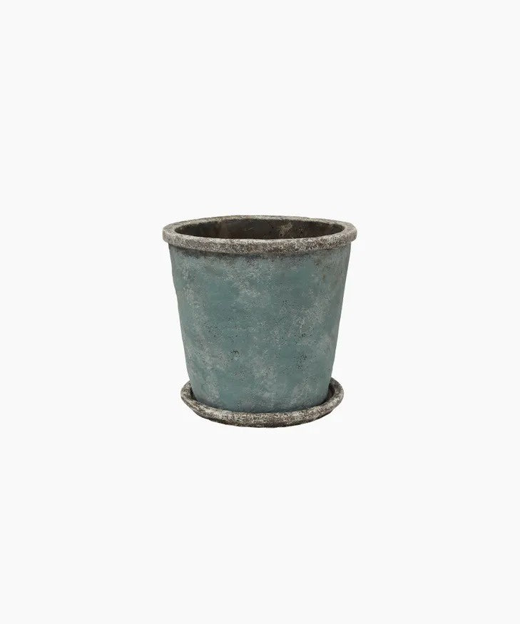 Sea Blue Plant Pot & Saucer Medium | French Country