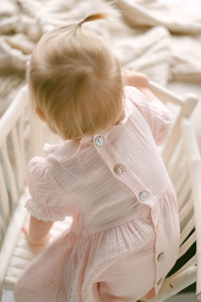 Muslin Trim Dress | Pink | Aster & Oak
