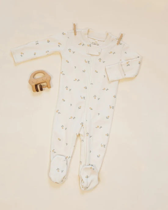 Zip Long Sleeve Sleeper Footie Pears - Natural | Quincy Mae