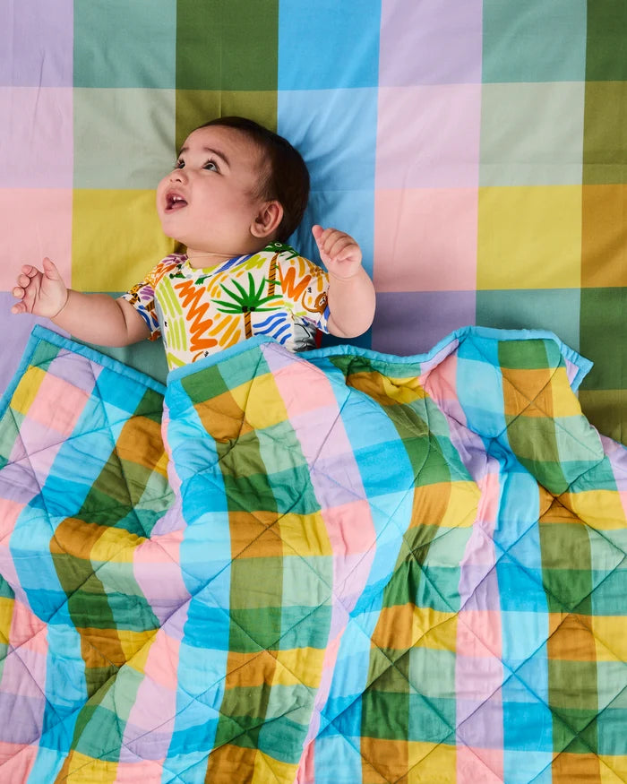 Sorbet Tartan Organic Cotton Baby Fitted Sheet - Cot | Kip & Co