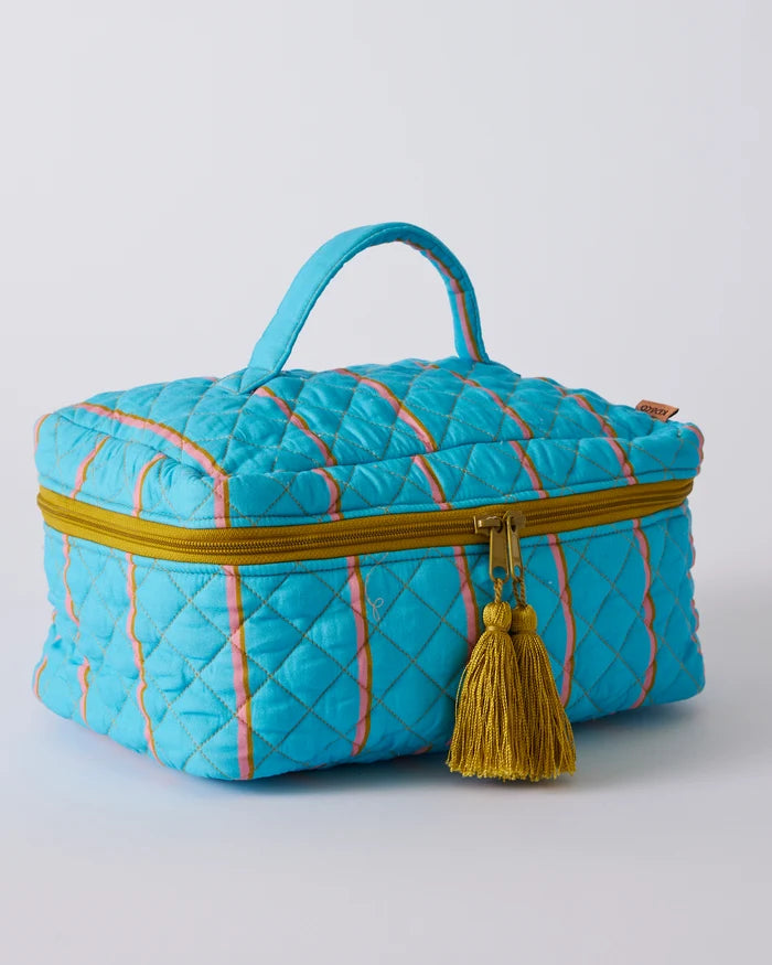 Quilted Cotton Toiletry Case - Aegean Stripe | Kip & Co