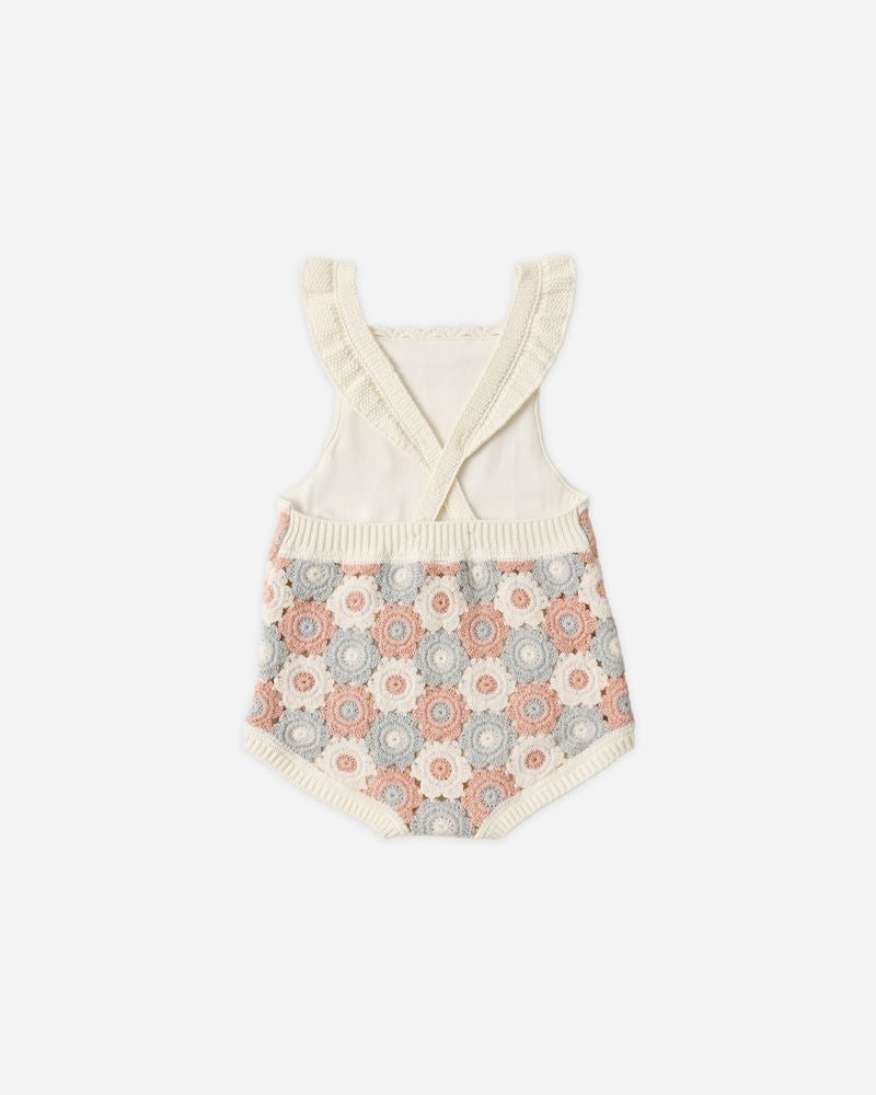 Crochet Romper || Blue, Light Pink, Ivory | Rylee + Cru