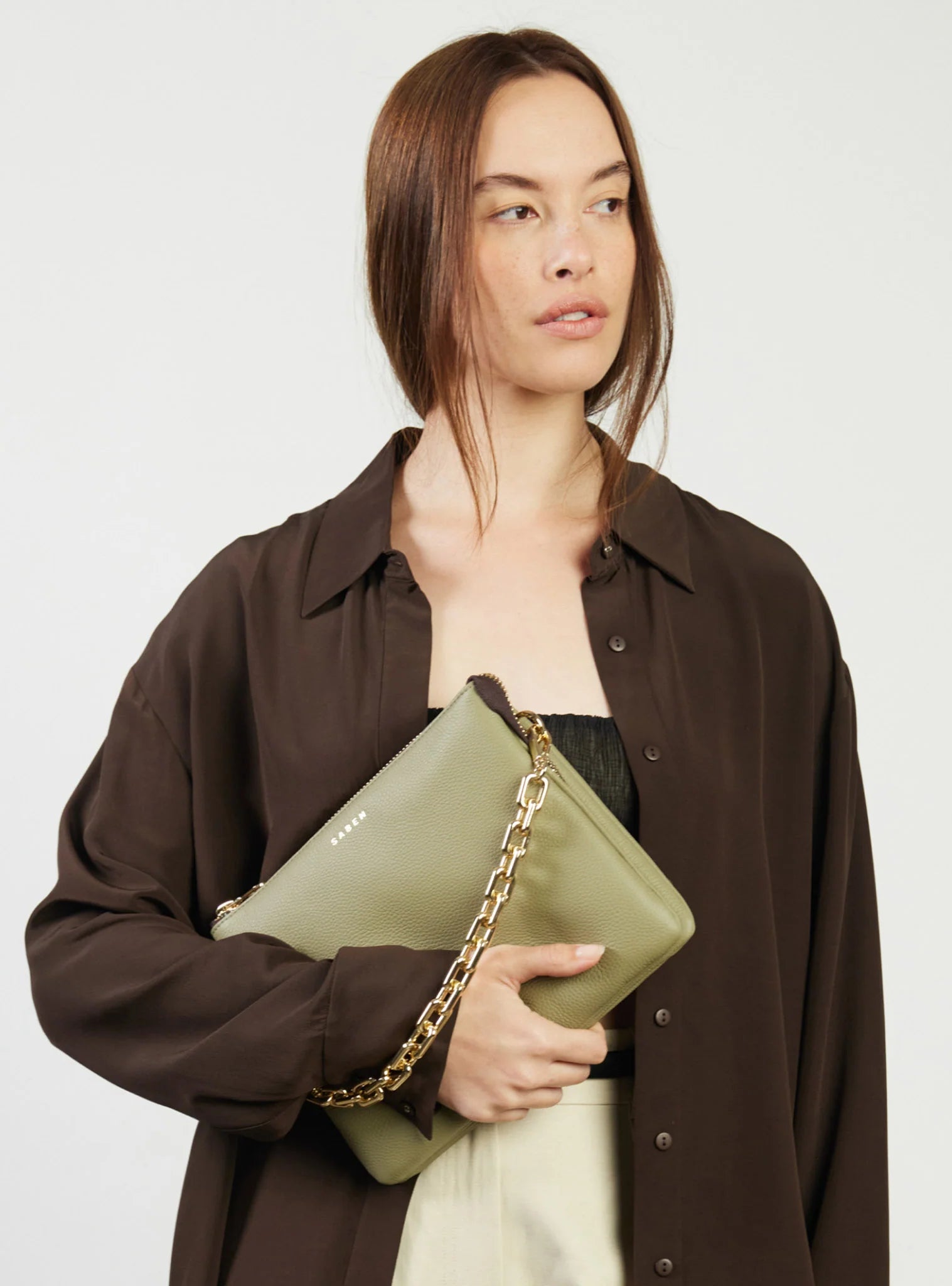 Matilda Crossbody Eucalyptus + Chunky Chain | Saben