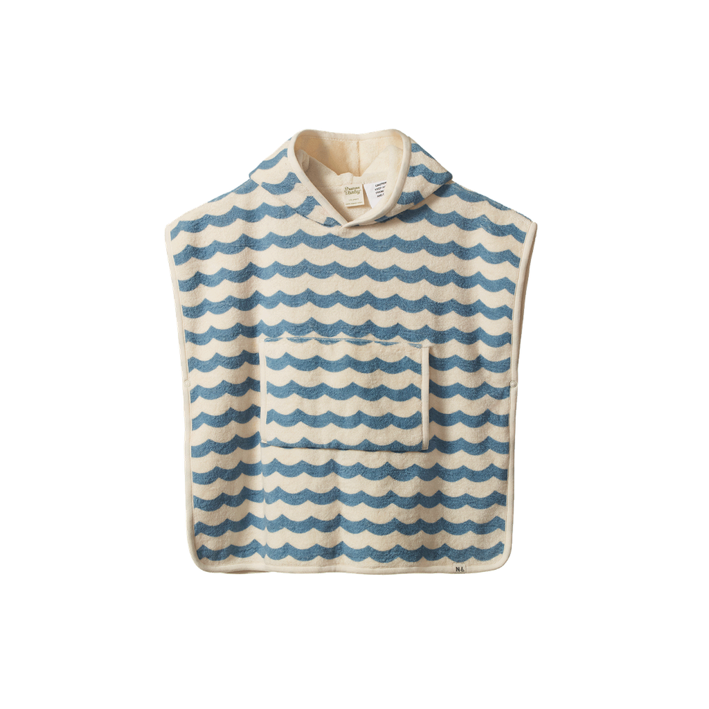 PONCHO TOWEL - Waves Print | Nature Baby