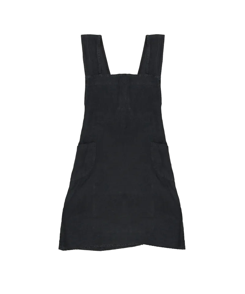 Cross Back Apron Black Stonewashed Linen | French Country