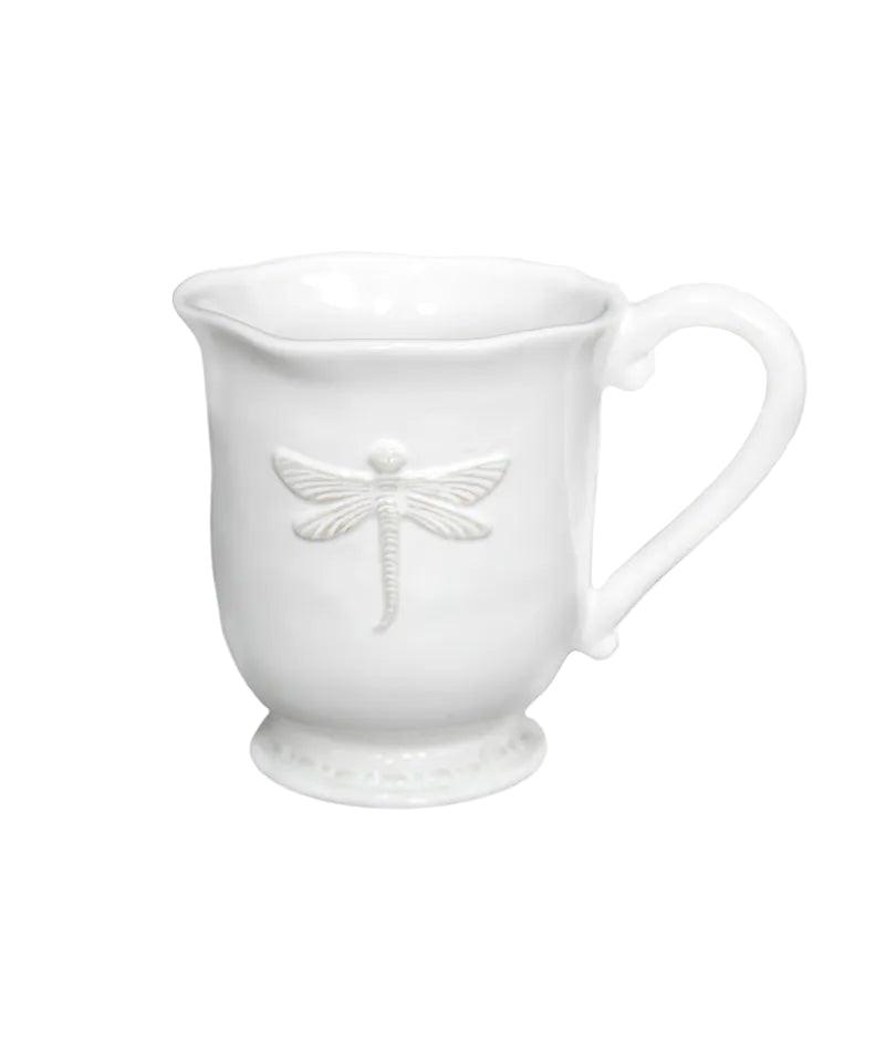 Dragonfly Stoneware White Mug  | French Country