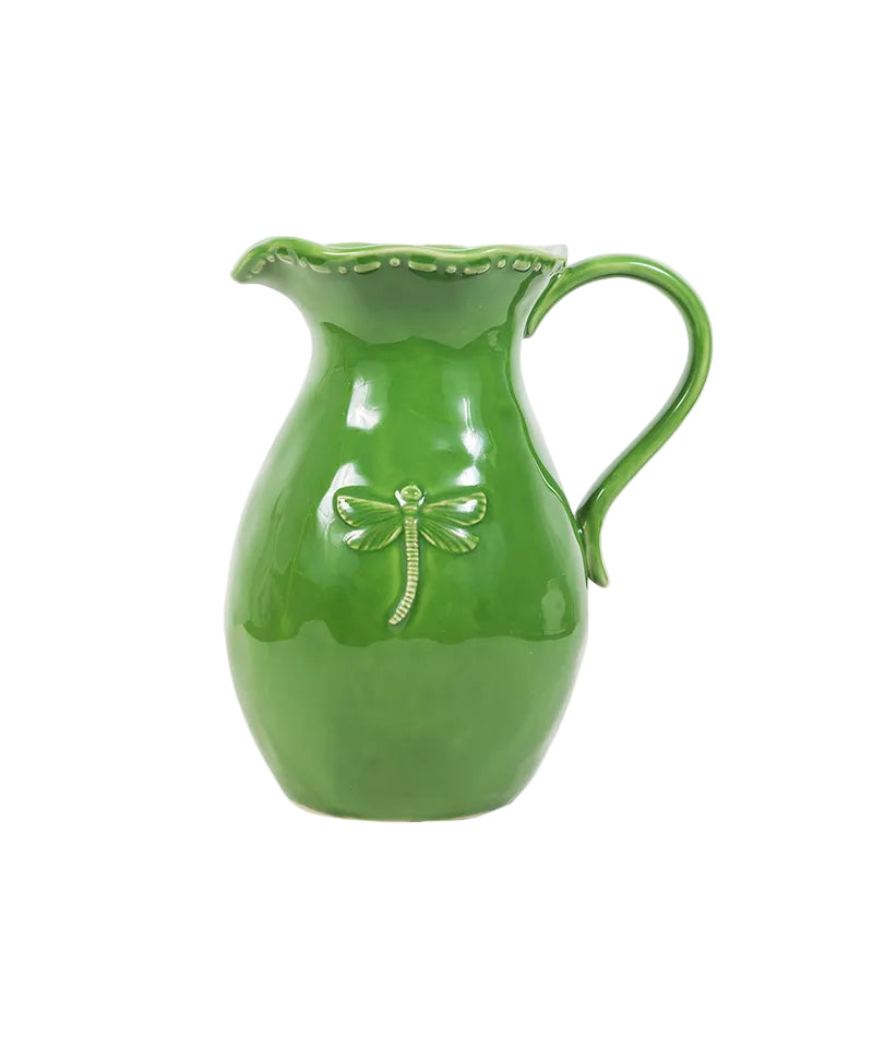 Dragonfly Stoneware Green Jug Small | French Country