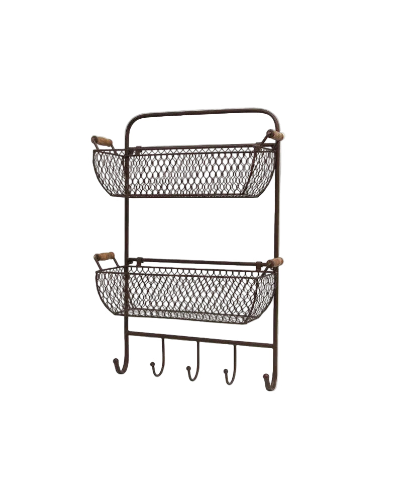 Mesh Wall Shelf - Hooks | French Country