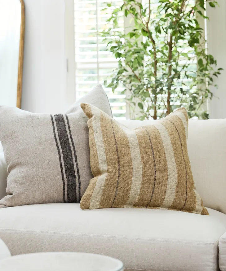 Marigold Linen Multi Stripe Cushion | French Country