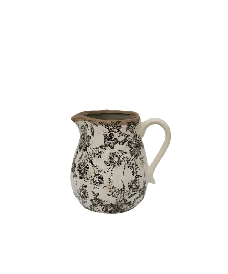 Black Floral Jug Short | French Country