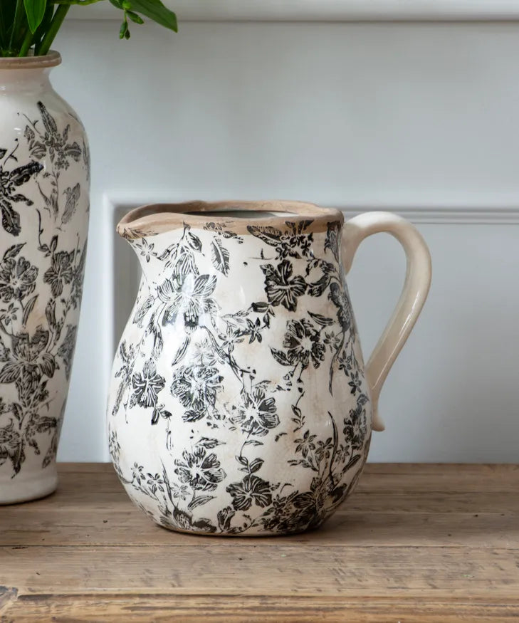 Black Floral Jug Short | French Country