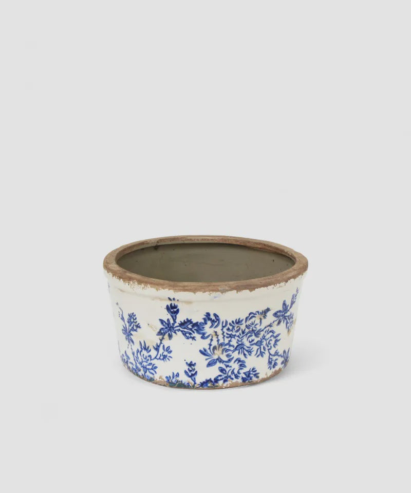 Blue Floral Wide Pot - Large | French Country