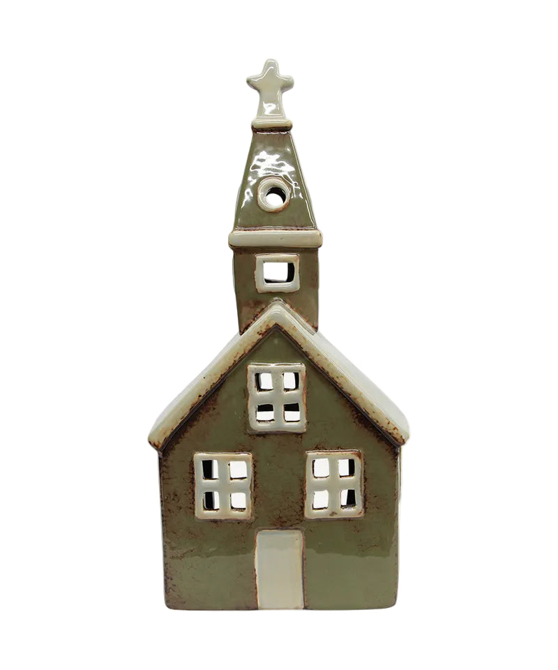 Alsace Tealight Church Olive Green | French Country