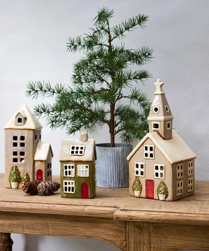 Alsace Tea Light Church Christmas Stone | French Country
