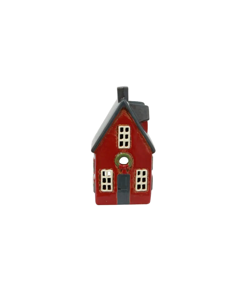 Alsace Tea Light Cottage Red with Wreath | French Country