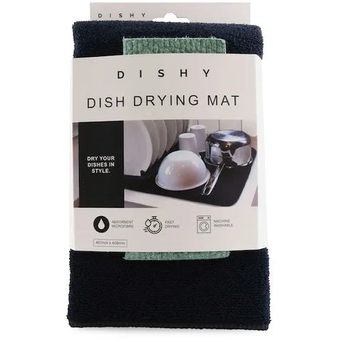 DISHY DISH DRY MAT BLACK 40.6 X 45.7CM