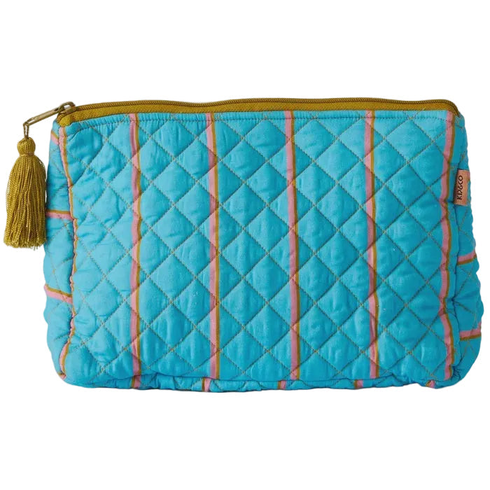 Quilted Cotton Toiletry Purse - Aegean Stripe | Kip & Co