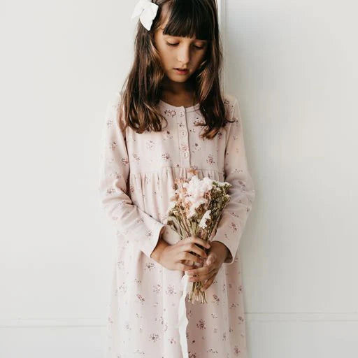 Organic Cotton Fine Rib Bridget Dress - Petite Fleur Soft Peony | Jamie Kay