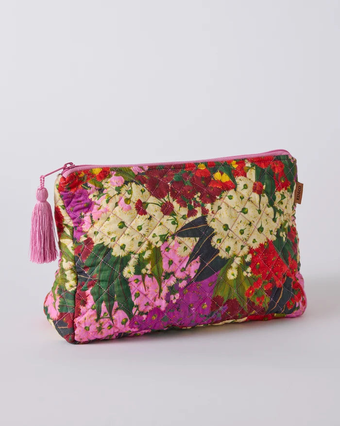 Quilted Cotton Toiletry Purse - Australian Bush Blossom | Kip & Co