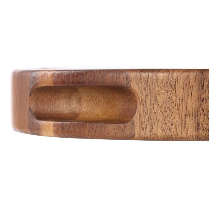 Round Acacia Wood End Grain Cut Board - Natural Matte Lacquer | Davis & Waddell