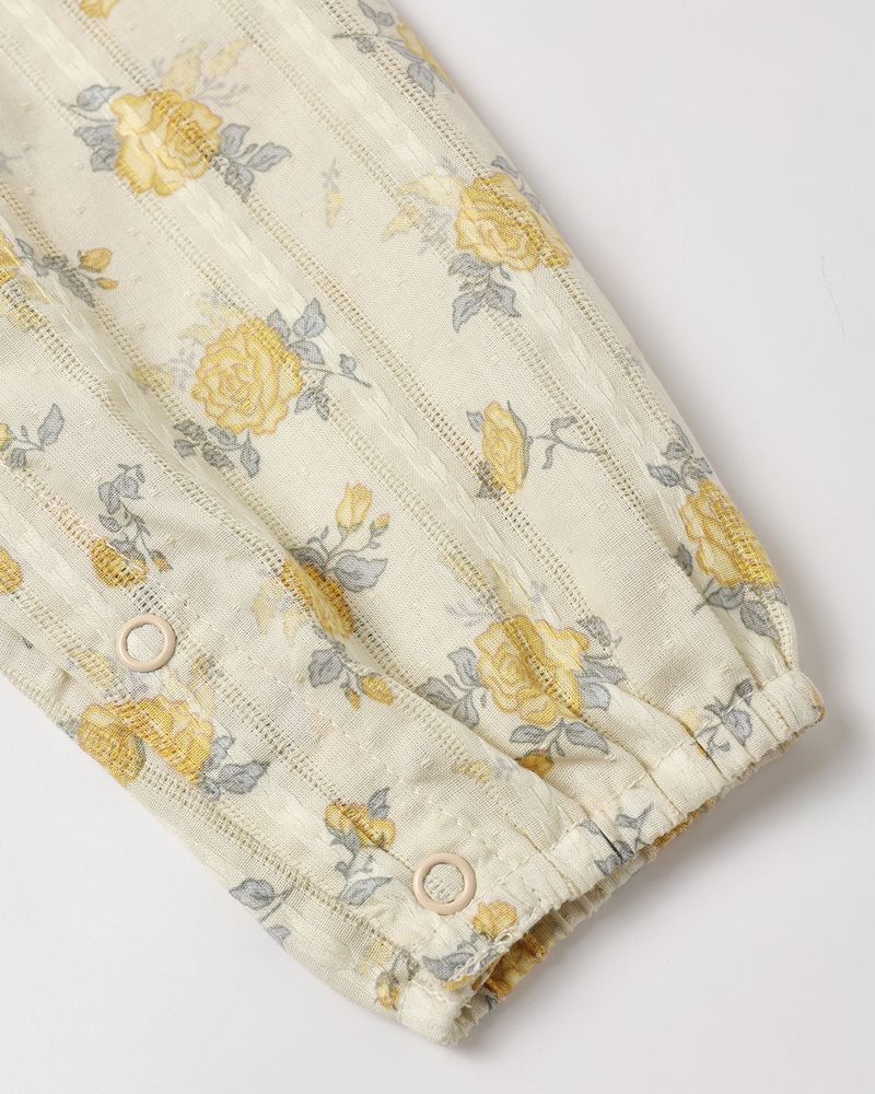 Kinsley Jumpsuit || Lemon Ditsy Flower - Natural | Rylee + Cru