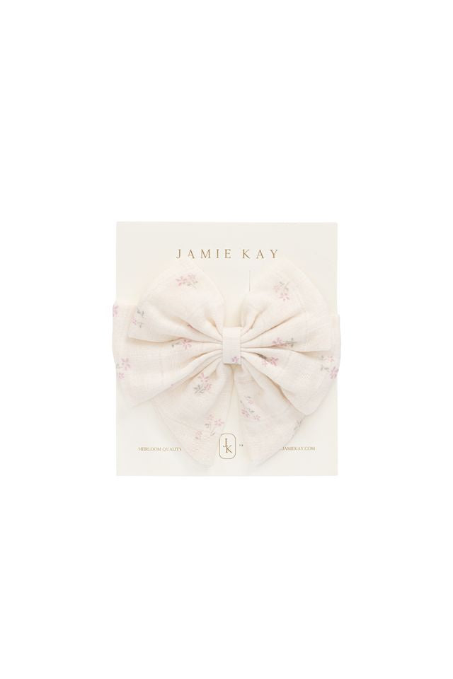 Organic Cotton Muslin Annalise Bow - Pauline Pink | Jamie Kay