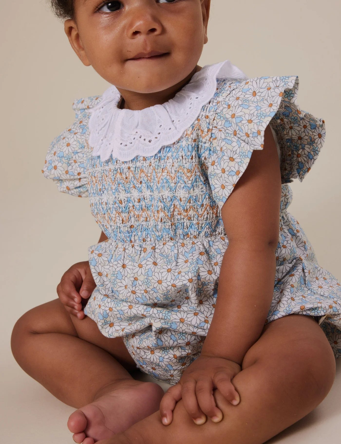 LANI SMOCKED ROMPER SUNNY FLORAL | Goldie + Ace